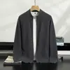 Novo cardigã de cashmere com manga raglan transfronteiriço para homens, jaqueta de zíper com gola semi-alta casual para negócios, suéter grosso de cashmere