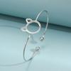 Pulseira Feminina Simples Pequena Fresca Estilo ins Gato de Desenho Aberto