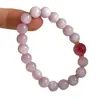 Nuevo Pulsera de Plata de Ley Kunzita Natural Rodonita Estilo Chino, Estilo Dulce, Atrae Amor, Serie Rosa-Morada, Apilable para Mujeres