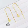 Aleación de Cobre Nuevo Estilo Chino Oro Simulado Hueco Trébol de Cuatro Hojas Alambre Largo para Oreja Moda para Mujer Borla Floral Accesorios Pendientes