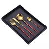 Juego de Cubiertos Estilo Occidental de Acero Inoxidable 304 para Uso Doméstico, Alto Valor Estético, Cuchillo para Bistec, Tenedor y Cuchara Estilo Ins, Juego de Tres Piezas en Caja de Regalo