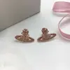 Novos Brincos Saturno Transfronteiriços da Rainha Mãe para Mulheres, Agulhas de Prata 925, Luxo de Alto Padrão, Brincos Planeta Vivienne Minimalistas