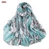 Nuevo elegante versátil hilo de seda de alta calidad estampado floral para mujer bufanda ligera transpirable bufanda de seda chal de viaje