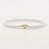 Pulsera Popular Transfronteriza de Perlas de Vidrio A-Z con Hilo Elástico, Perlas, Corazón Dorado, Letra Dorada, Joyería con Forma de Corazón para Mujer