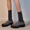 Versión de Piel de Oveja ~ Zapatos Mary Jane Retro con Velcro y Puntera Redonda para Mujer, Planos de Boca Baja con Tacón Grueso, Zapatos Deportivos Casuales de Suela Gruesa