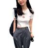 2026 Verano Nuevo Estilo Coreano Ajustado Versátil Simple Moderno Estampado de Letras Manga Corta Camiseta Top para Mujer