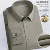 Camisa Quente Espessa com Forro 100% Lã de Ovelha Outono e Inverno Forrada com Lã Masculina para Negócios Formal Casual para Homens de Meia-Idade e Idosos
