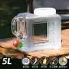 Cubo transparente para exteriores con grifo para coche, para viajes en autocaravana, gran depósito de almacenamiento de agua de plástico para agua mineral de manantial, almacenamiento de agua para uso doméstico