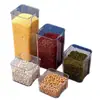 Caja de almacenamiento de cocina cuadrada gruesa para mascotas, caja de plástico transparente sellada para mantener la frescura, tanque de almacenamiento de granos secos