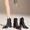 Nuevas Botas Ajustadas Otoño 2026 con Tacón Grueso, Cierre Trasero, Botines de Tobillo de Tacón Alto con Punta Negra, Botines Cortos Chelsea para Mujer