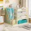 Suporte para Armazenamento de Arquivos, Cesto Organizador Multifuncional para Mesa, Caixa Organizadora de Mesa, Suporte para Livros, Estante de Escritório, Armazenamento de Dados