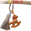 Chaveiro de Carro de Cavalo Corrente para Celular Yiming Xianyuan Escultura em Madeira Ano do Cavalo Pingente Cavalo do Zodíaco Pendente de Bolsa para Pendurar no Pescoço
