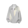 Sudadera chaqueta de otoño para hombre ean cl de dos piezas falsas, gris ajuste americano holgada polo medio abierto
