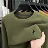 Sudadera DeRong para Hombre Cuello Redondo 2026 Otoño Nueva Moda Casual Versátil Logo de Caballo Bordado Camisa Básica para Hombre