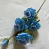 Flor Artificial de Garrafa Rosa Fengyan de 6 Cabeças Longas Tecido Escovado Planta Verde Artificial Vasos Decoração de Interior Ornamentos