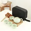 Juego de Té de Cerámica Dehua Ge Kiln Caja de Regalo Pequeña Juego de Té Kung Fu Cerámico Venta al por Mayor Personalizado Regalo para Evento de Inauguración Juego Pequeño