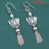 Pendientes largos de plata de ley S925 con forma de flor pequeña, calabaza de jade con forma de Xi, mariposa, estilo retro desgastado, pendientes, joyería