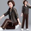 Conjunto esportivo de moda primavera e outono para mães de meia-idade e idosas, estilo ocidental, novo casaco de outono para mulheres de meia-idade 2023