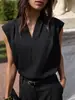 Camisa de Satén sin Mangas de Color Sólido Europea y Americana Transfronteriza para Mujer Verano 2026 Nuevo Cuello en V Casual Elegante Versátil