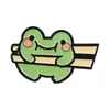Broche Metálico de Sapo Desenho Animado para Hobby Sapo Deitado Plano Broche com Slogan em Inglês Acessórios para Roupas Bolsas Fonte Transfronteiriça