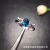 Anillo de Topacio Azul Londres de Cristal de Alcohol Anillo Completo de Cristal Fuego Destellante Plata 925 Oro K Artesanía Seiko Incrustación
