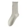 Meias de Lã para Mulheres, Meias Pretas de Renda de Cano Médio para Outono e Inverno Combinadas com Mocassins, Meias Longas Quentes para Maternidade