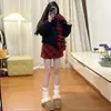 Falda de lana a cuadros grisáceo-rosada para mujer, nuevo estilo otoño 2026, de cintura alta, adelgazante, línea A, ajustada a la cadera, minifalda para figuras petite
