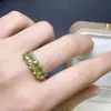 Anillo Nuevo de Peridoto Natural Plata S925 Incrustado Piedra Principal 4x6mm Versátil Celebridad de Internet Artículo Popular Joyería para Mujer Venta al por Mayor