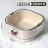 Cesta de Drenagem Multifuncional de Camada Dupla para a Cozinha, Bandeja de Armazenamento de Frutas para a Mesa de Centro da Sala de Estar, Conjunto de Armazenamento de Bacia para Lavar Legumes de Aparência Sofisticada