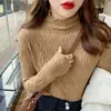 Camiseta básica de alta calidad para mujer para otoño e invierno, top de punto de cuello semi-alto, nuevo y elegante suéter interior de invierno