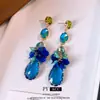 Borlas Florales de ColoresAretes colgantes con borla de lágrima tachonada de diamantes, un toque de lujo y sofisticación, aretes elegantes y a la moda para mujer