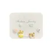 Brincos de Urso Pote de Mel Desenho Animado West Highland Conjunto de Três Peças Feminino Agulha de Prata Fresco e Exquisito Versátil Brincos de Estudante
