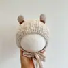 Gorro para Bebé Estilo Otoño Invierno Gorro Pulóver para Bebé Gorro Cálido de Invierno para Niños y Niñas con Protección para las Orejas Gorro Lindo de Peluche para Niños