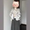 Novo Estilo Chinês Primavera Generoso Estilo Nacional Petite 2026 Conjunto com Sensação Jaqueta Curta Roupa Decente Calças de Cintura Larga Mulheres