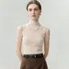Suéter de Cachemira para Mujer Bai Cai Rong Otoño/Invierno 2026, Sin Mangas, Cuello Semi Alto, Diseño Versátil, Tejido de Lana