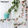 Enredadera Artificial de Rosas Cubierta para Tubería de Aire Acondicionado Enredadera Decorativa Plástico Enredadera Falsa Cuerda para Colgar Envoltura de Techo Enredadera de Flores Falsas