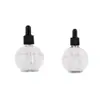 En stock: Botella transparente pequeña en forma de bombilla de 30 ml, Botella dispensadora de vidrio para cosméticos de 50 ml, Botella redonda para sérum de 75 ml