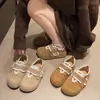 Pacote Completo de Sapatos Birkenstock 2026 Novo Modelo Bico Redondo Salto Escondido Sapatos Baixos Versáteis para o Dia a Dia Estilo Campus Francês para Meninas