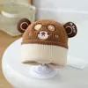 Nuevo gorro de punto cálido de invierno para niños, gorro de punto infantil, estilo coreano ins, lindo gorro de punto de oso de dibujos animados