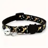 Collar para Mascota con Campana - Collar Ajustable de Nailon para Perro/Gato - Patrón de Luna y Estrella Collar de Seguridad para Mascotas Pequeñas/Medianas