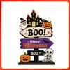 Decorações de Mesa de Halloween Transfronteiriças, Abóboras Estilo Festivo e Chapéus de Bruxa, Ornamentos de Festa de Móveis de Madeira de Halloween