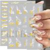 Cross-border novos adesivos de nail art preto e branco mármore textura fita letras linhas geométricas adesivos unhas adesivos