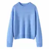 Suéter de punto redondo de hilo floral de terciopelo suave, tejido de punto de nuevo estilo, top casual de cachemira calado
