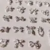 Arte de Uñas Transfronterizo Ultra Brillante Circonita Lazo Plateado Decoración de Uñas Celebridad de Internet Popular Venta Caliente Mariposa Pequeña Accesorios para Uñas Al por Mayor
