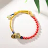 Novo Bracelete de Contas da Sorte de Jade Hetian Estilo Chinês com Alto Teor de Areia Vermelha e Areia Dourada Roxa, Fio Vermelho, Bracelete Feminino para o Ano de Nascimento