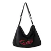 Bolso de Nylon con Letras Estilo Coreano Nuevo Bolso de Hombro Único Versátil Moda Casual Bolso Tote Ligero Elegante con Cremallera Gran Capacidad
