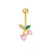 Gabe Moda Europeia e Americana Transfronteiriça Estilo Tendência Coração Rosa Cereja Personalizado Piercing para Umbigo Joia