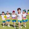 Uniformes Escolares Primários, Conjuntos de Manga Curta de Verão, 61 Uniformes da Turma de Cheerleading, Uniformes de Jardim de Infância, Uniformes de Performance de Coro Estilo Chinês