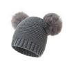 Chapéu Infantil de Outono e Inverno Listrado com Bola Dupla Estilo Europeu e Americano Fabricante em Estoque Chapéu Lindo Quente de Lã com Aba Larga Casual Versátil