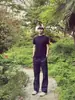Calça Casual de Verão Xadrez Retro Americana Fina Flare Unissex Reta Solta Versátil Tendência Calça Longa Novo Estilo
